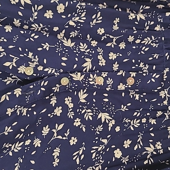 Jane and Delancey button-down collar tie dress | Blue with white floral design​ - Picture 6 of 8